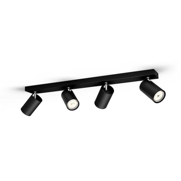 Regleta con 4 focos KOSIPO bombilla GU10 IP20 Techo/Pared | LeonLeds