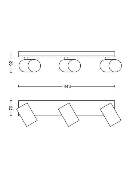 Regleta 3 luces KOSIPO Blanco Techo o Pared IP20 | LeonLeds