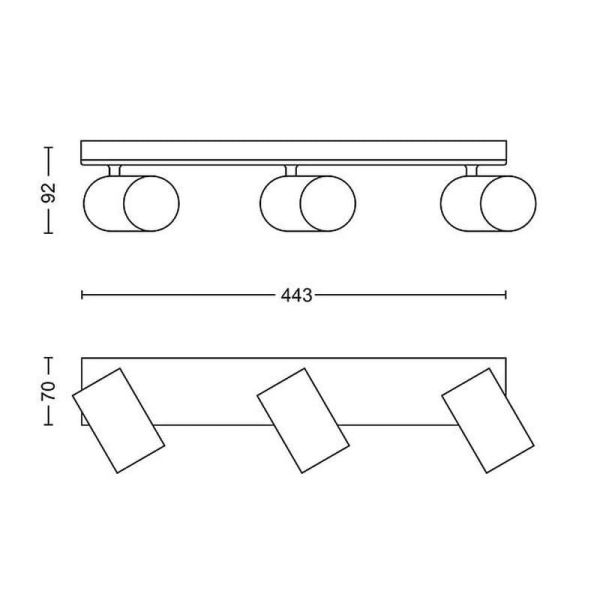 Regleta 3 luces KOSIPO Blanco Techo o Pared IP20 | LeonLeds