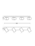 Regleta con 4 focos KOSIPO Blanco IP20 para Techo o Pared | LeonLeds