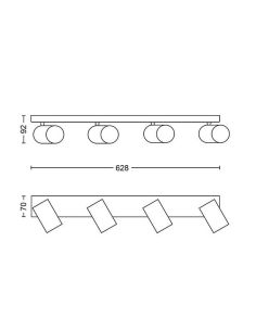 Regleta con 4 focos KOSIPO Blanco IP20 para Techo o Pared | LeonLeds 2