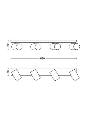 Regleta con 4 focos KOSIPO Blanco IP20 para Techo o Pared | LeonLeds