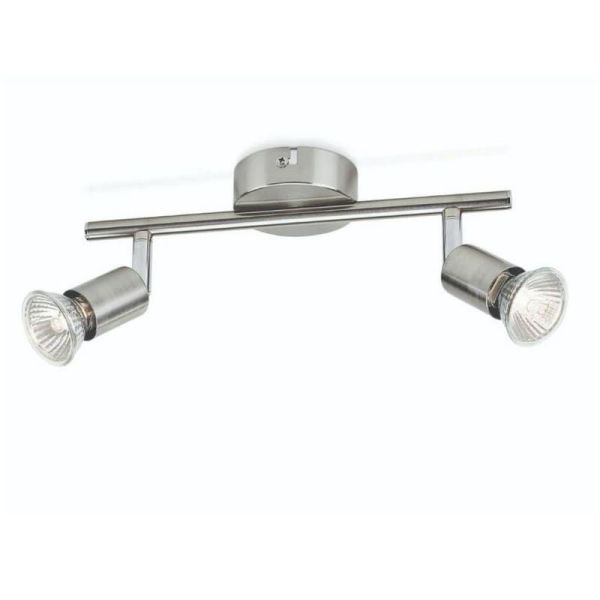 Barrette avec 2 spots orientables LIMBALI GU10 Nickel Ampoules IP20 | LéonLeds