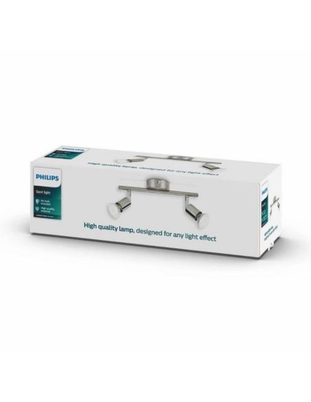 Regleta 2 focos Orientables LIMBALI Bombillas GU10 Níquel IP20 | LeonLeds