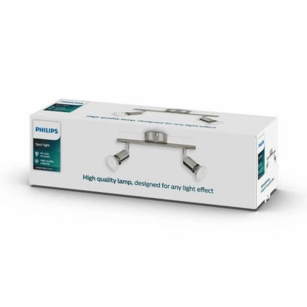 Regleta 2 focos Orientables LIMBALI Bombillas GU10 Níquel IP20 | LeonLeds