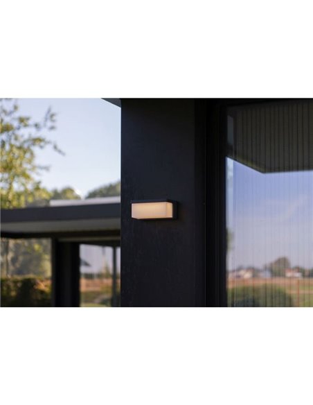 Aplique solar ZELNA rectangular, sostenible y elegante antracita, 3000K 9W