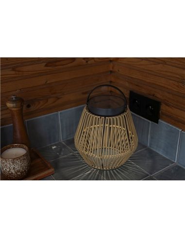 Lampe portable solaire COPPA LED en rotin et panneau solaire 2,8W 4000K IP44