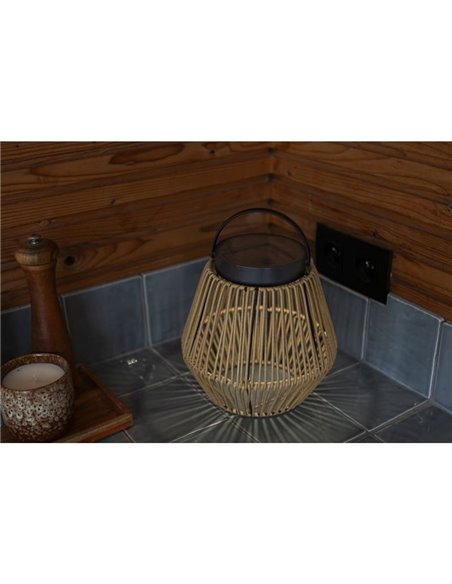 Lâmpada solar portátil COPPA LED feita de rattan e painel solar 2,8W 4000K IP44