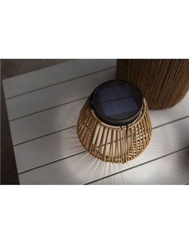 Lámpara portátil solar LED COPPA de ratán y panel solar 2,8W 4000K IP44