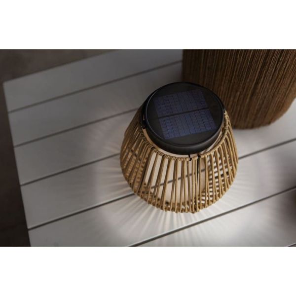 Lampe portable solaire COPPA LED en rotin et panneau solaire 2,8W 4000K IP44