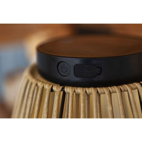 Lampe portable solaire COPPA LED en rotin et panneau solaire 2,8W 4000K IP44