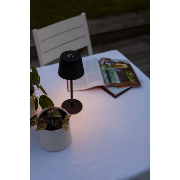 Lámpara LED de mesa inalámbrica exterior ROBLE negra mate 3000K