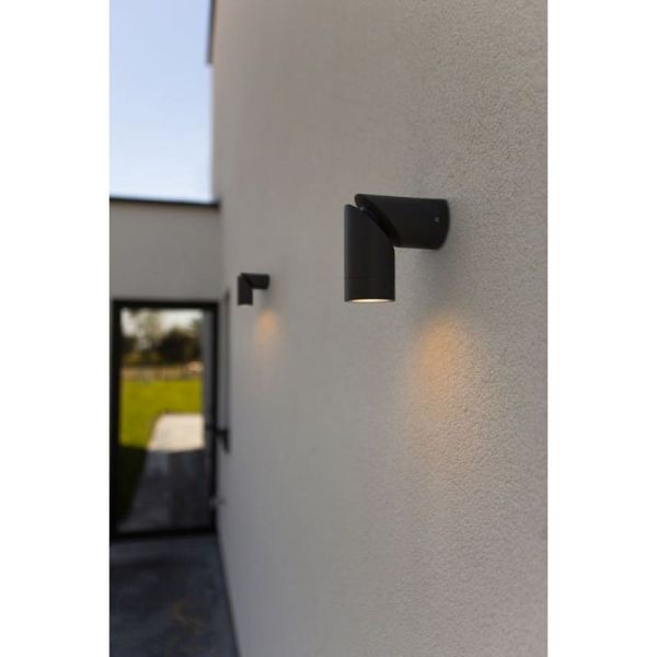 Aplique de pared exterior TUBON con cabezal móvil antracita GU10