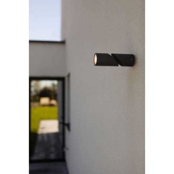 Aplique de pared exterior TUBON con cabezal móvil antracita GU10