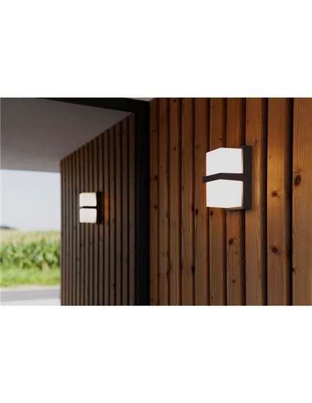 Aplique outdoor STELA con diseño tipo cuba doble 3000K 14W antracita