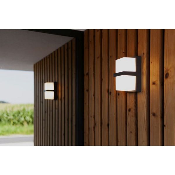 Aplique outdoor STELA con diseño tipo cuba doble 3000K 14W antracita