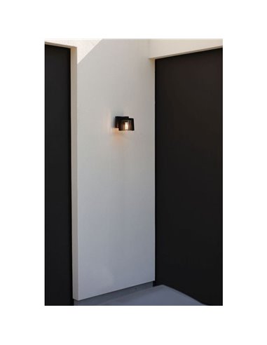 Aplique de pared exterior SHYNE moderno de aluminio negro mate E27 vaso transparente IP54