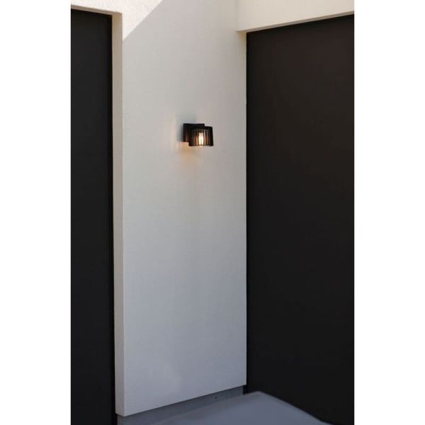Aplique de pared exterior SHYNE moderno de aluminio negro mate E27 vaso transparente IP54