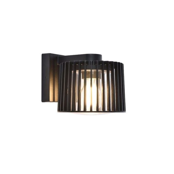 Aplique de pared exterior SHYNE moderno de aluminio negro mate E27 vaso transparente IP54