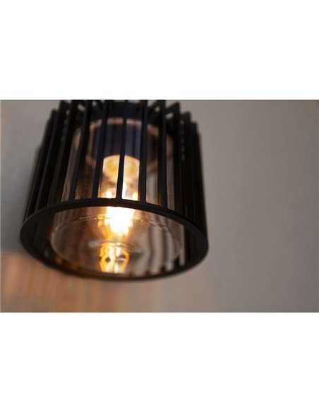 Aplique de pared exterior SHYNE moderno de aluminio negro mate E27 vaso transparente IP54