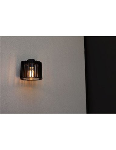 Aplique de pared exterior SHYNE moderno de aluminio negro mate E27 vaso transparente IP54