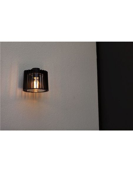 Aplique de pared exterior SHYNE moderno de aluminio negro mate E27 vaso transparente IP54