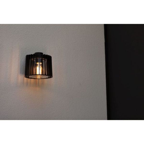 Aplique de pared exterior SHYNE moderno de aluminio negro mate E27 vaso transparente IP54