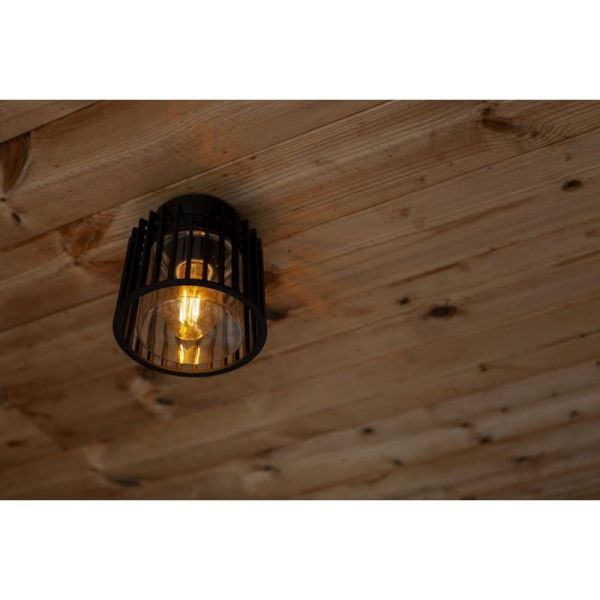 Candeeiro de teto exterior SHYNE em alumínio preto mate E27 vidro transparente IP54