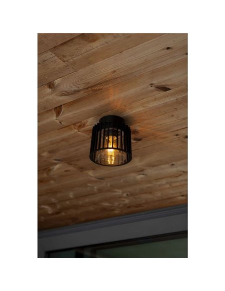 Lámpara de techo para exterior SHYNE de aluminio negro mate E27 vaso transparente IP54