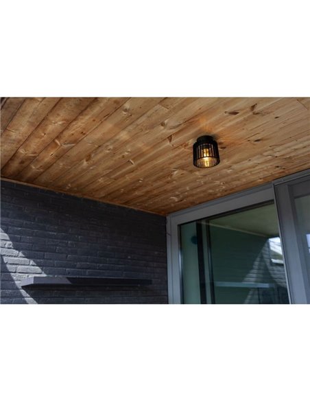 Candeeiro de teto exterior SHYNE em alumínio preto mate E27 vidro transparente IP54