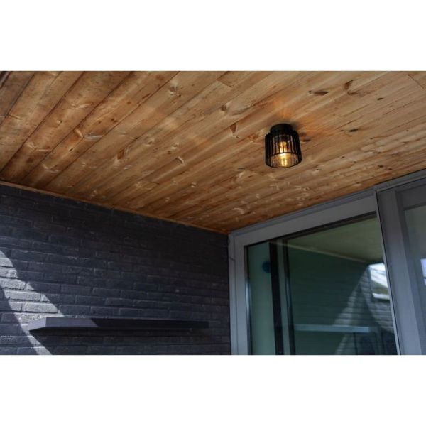 Candeeiro de teto exterior SHYNE em alumínio preto mate E27 vidro transparente IP54