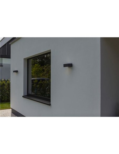 Aplique exterior GEMINI antracita y difusor de vidrio E27 IP54