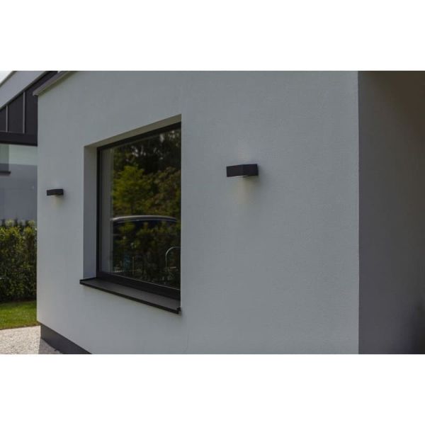 Aplique exterior GEMINI antracita y difusor de vidrio E27 IP54