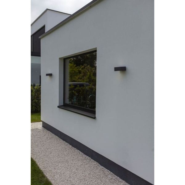 Aplique exterior GEMINI antracita y difusor de vidrio E27 IP54