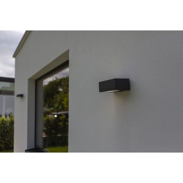 Aplique exterior GEMINI antracita y difusor de vidrio E27 IP54