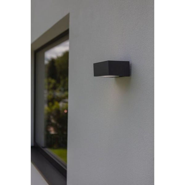 Aplique exterior GEMINI antracita y difusor de vidrio E27 IP54