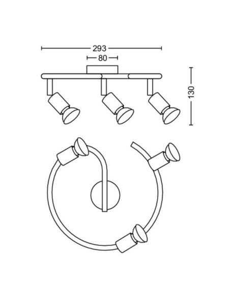 Bande 3 spots Spiral LIMBALI 3x50W GU10 Nickel IP20 | LéonLeds