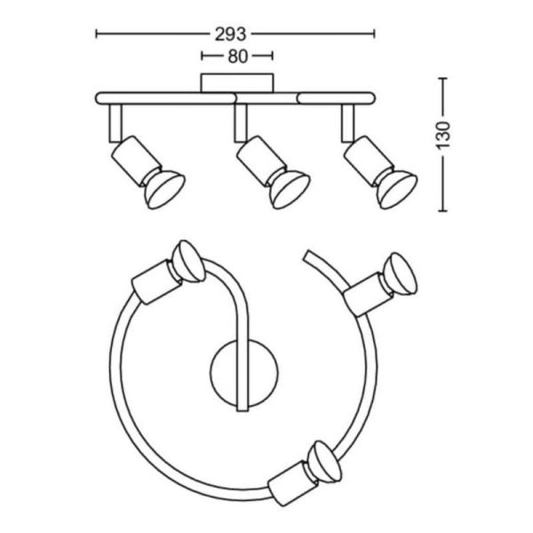 Bande 3 spots Spiral LIMBALI 3x50W GU10 Nickel IP20 | LéonLeds