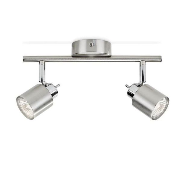 Barrette 2 Spots Orientables MERANTI IP20 Couleur Nickel | LéonLeds