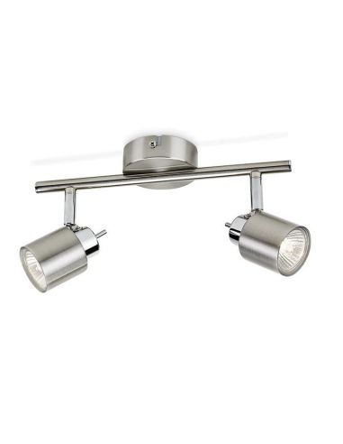 Barrette 2 Spots Orientables MERANTI IP20 Couleur Nickel | LéonLeds