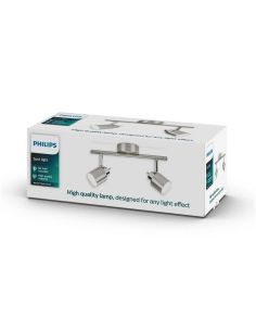 Regleta 2 Focos Orientables MERANTI IP20 Color Níquel | LeonLeds 2