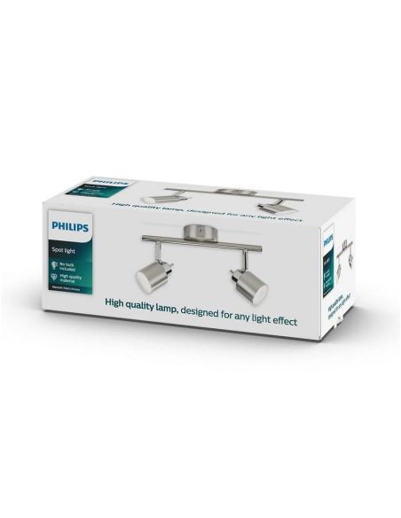 Regleta 2 Focos Orientables MERANTI IP20 Color Níquel | LeonLeds