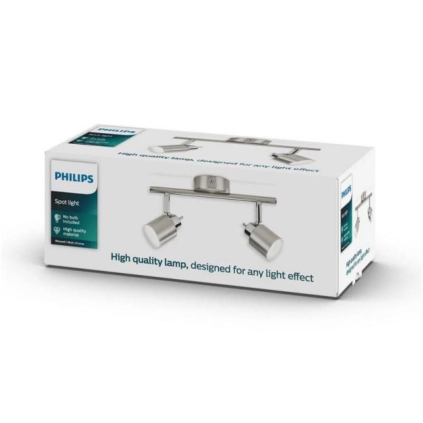 Regleta 2 Focos Orientables MERANTI IP20 Color Níquel | LeonLeds