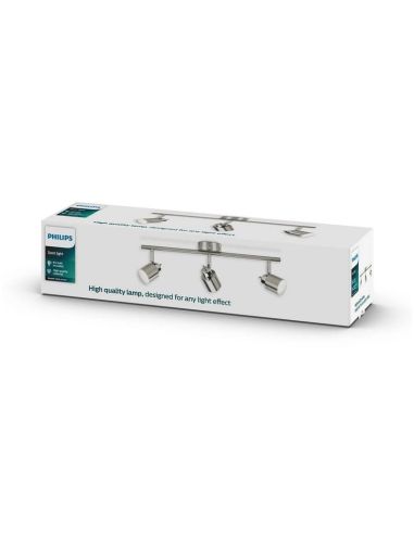 Regleta 3 Focos Orientables MERANTI Color Níquel IP20 | LeonLeds
