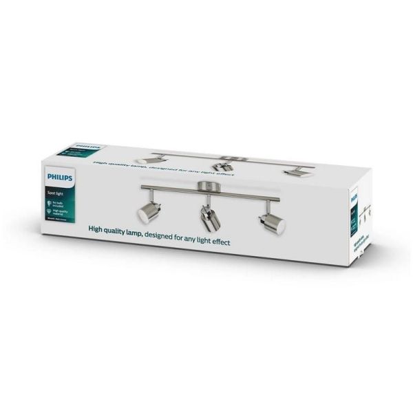 Regleta 3 Focos Orientables MERANTI Color Níquel IP20 | LeonLeds