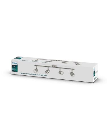 Regleta 4 Focos Orientables MERANTI Techo/Pared Color Níquel IP20 | LeonLeds