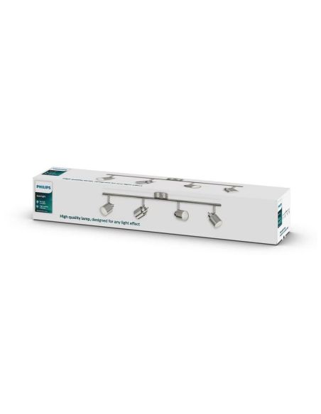 Regleta 4 Focos Orientables MERANTI Techo/Pared Color Níquel IP20 | LeonLeds