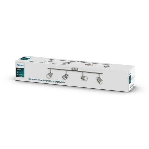 Regleta 4 Focos Orientables MERANTI Techo/Pared Color Níquel IP20 | LeonLeds