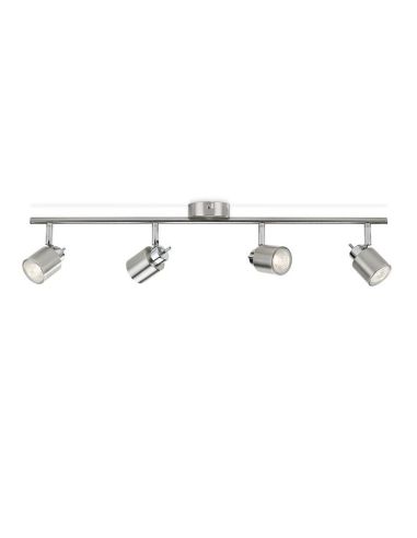 Strip 4 Spots Orientables MERANTI Plafond/Mur Couleur Nickel IP20 | LéonLeds
