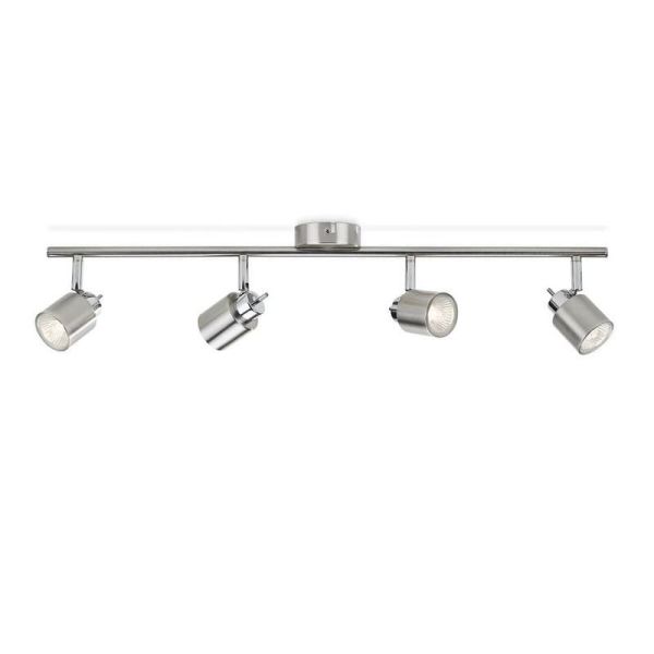 Strip 4 Spots Orientables MERANTI Plafond/Mur Couleur Nickel IP20 | LéonLeds
